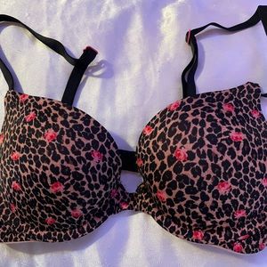 Victoria’s Secret leopard print with flowers 32b light push up bra